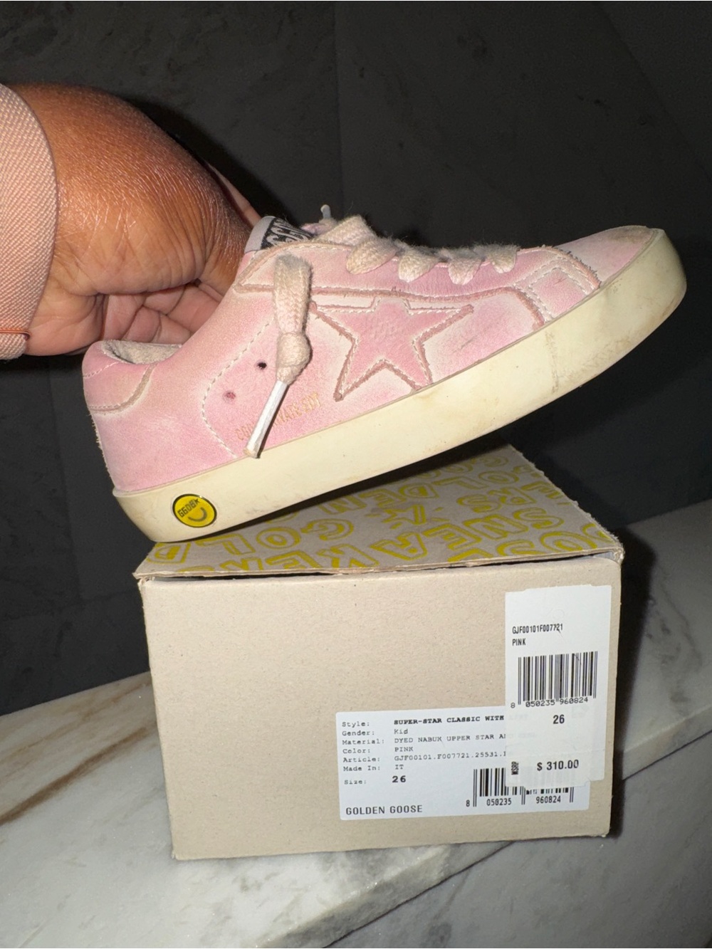 Golden Goose Kids Pale Pink Suede Star Low-Top Sneaker